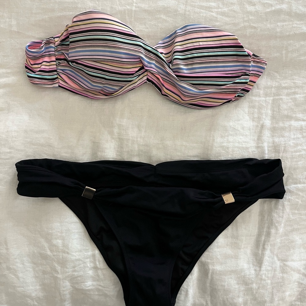 Striped Multicolor Bandeau Bikini Set
